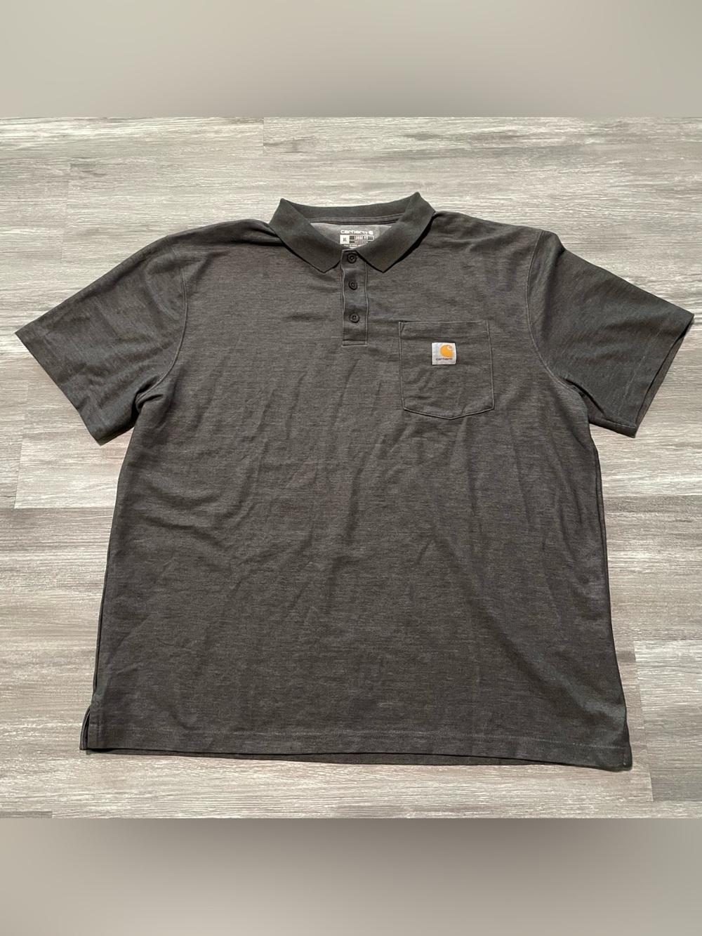 Carhartt Mens XL Loose Fit Gray Workwear Polo Shirt Short Sleeve Pocket K570CRH